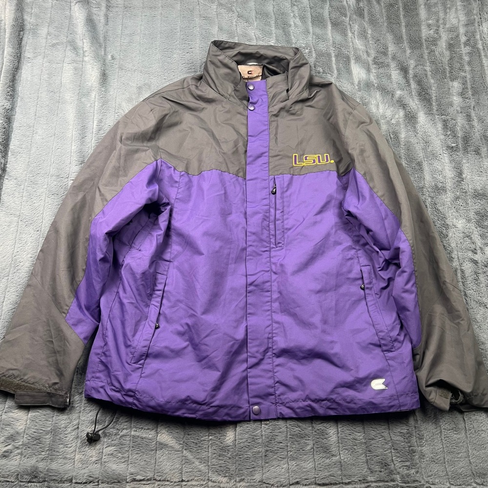 Colosseum Athletics LSU Tigers Jacket Men Large Purple Gray Full Zip Windbreaker